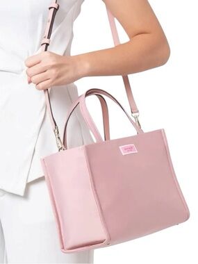 Kate Spade♠️Sam Nylon Satchel Pink Designer Crossbody Tote Bag Removable straps